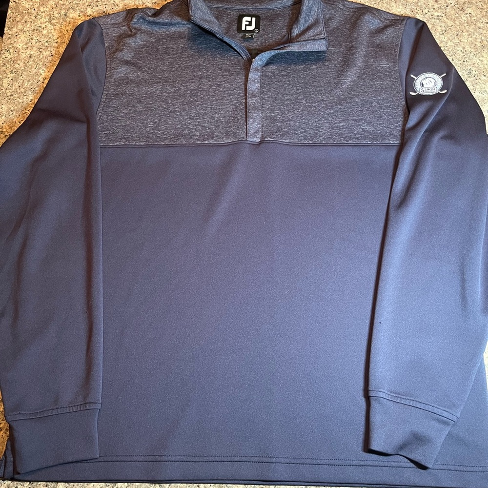 Footjoy Blue And Gray 1/4 Zip Pullover With Links Of Novi Mens Size L